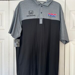 Honda HRC Men's Black and Gray Polo Shirt